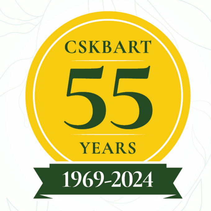 A green and white graphic with text, features the words "CSKBART 55 Years" in bold letters.