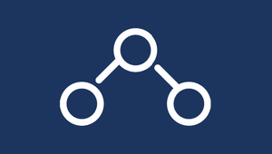 three circles connected by straight lines. white image on a navy blue background.