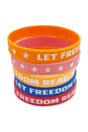 Bracelets with intellectual freedom slogans, available at the ALA Store.