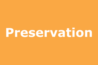 Preservation in white text on an orange background