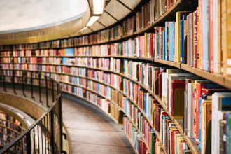 Curved library shelves