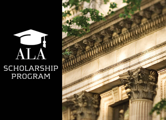 ALA Scholarships logo with university building columns