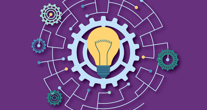 Illustration of light bulb and gears