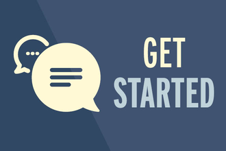 Get Started text with chat bubble icon