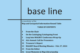 Base Line Newsletter Table of Contents page