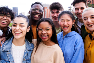 A group of diverse library users