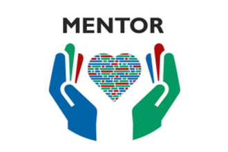 illustration of hands holding a heart with the word Mentor above it